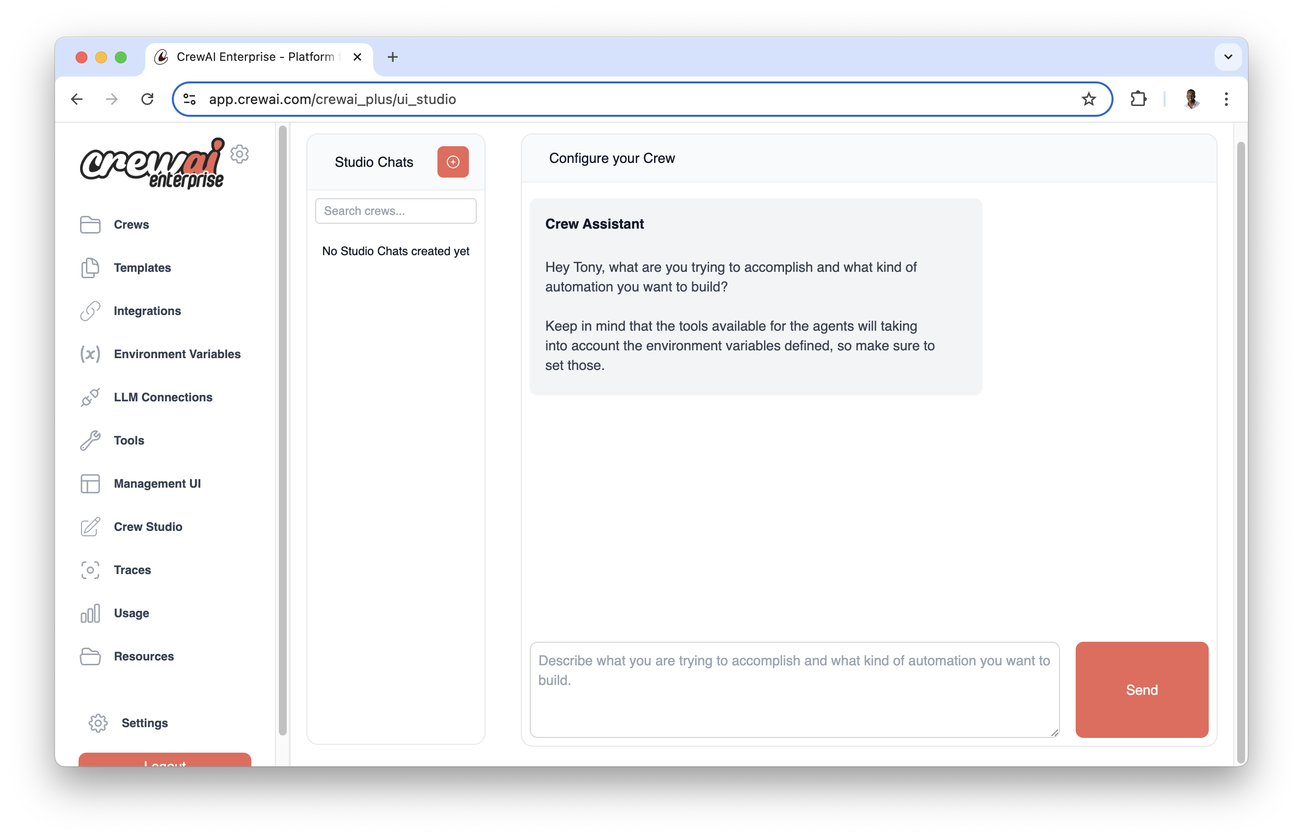 Visual Agent Builder Screenshot