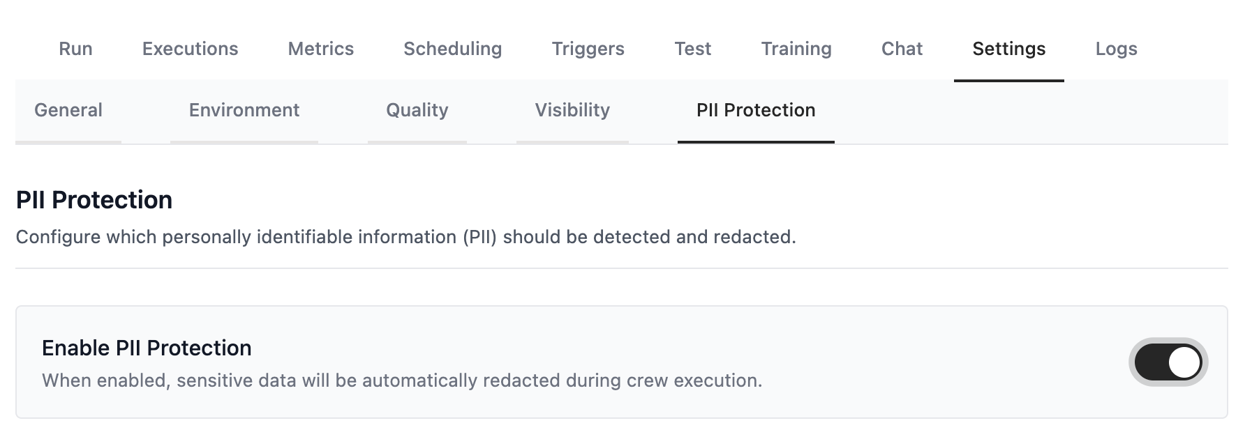Enable PII Redaction